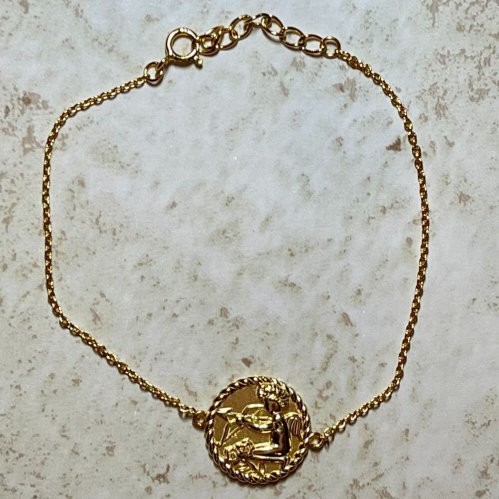 Cupid Coin Bracelet Gold Over Sterling Silver
